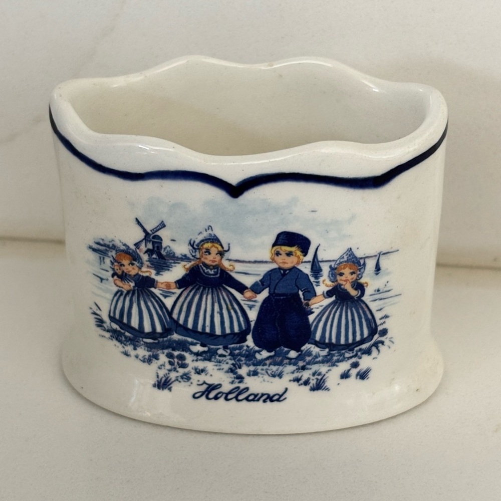 Delfts Blue Handpainted Ceramic Holland Toothpick Holder